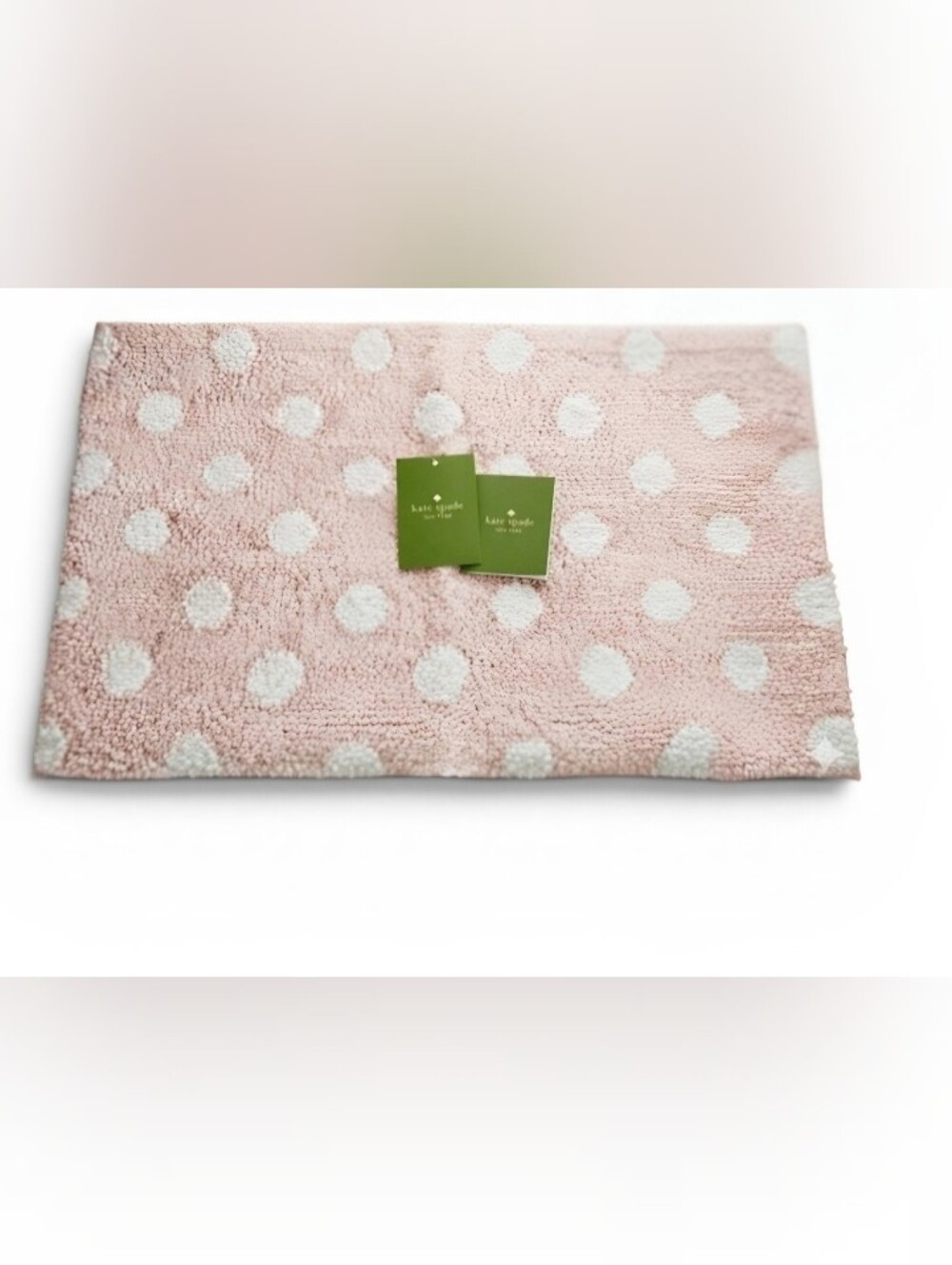 KATE SPADE NEW YORK Pink / White Polka Dot 21" x 34" Bath Rug NWT